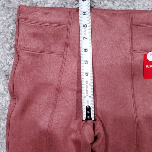 READ Spanx Faux Suede Leggings Rich Rose Pink Size Small Petite Pull On - Picture 10 of 12